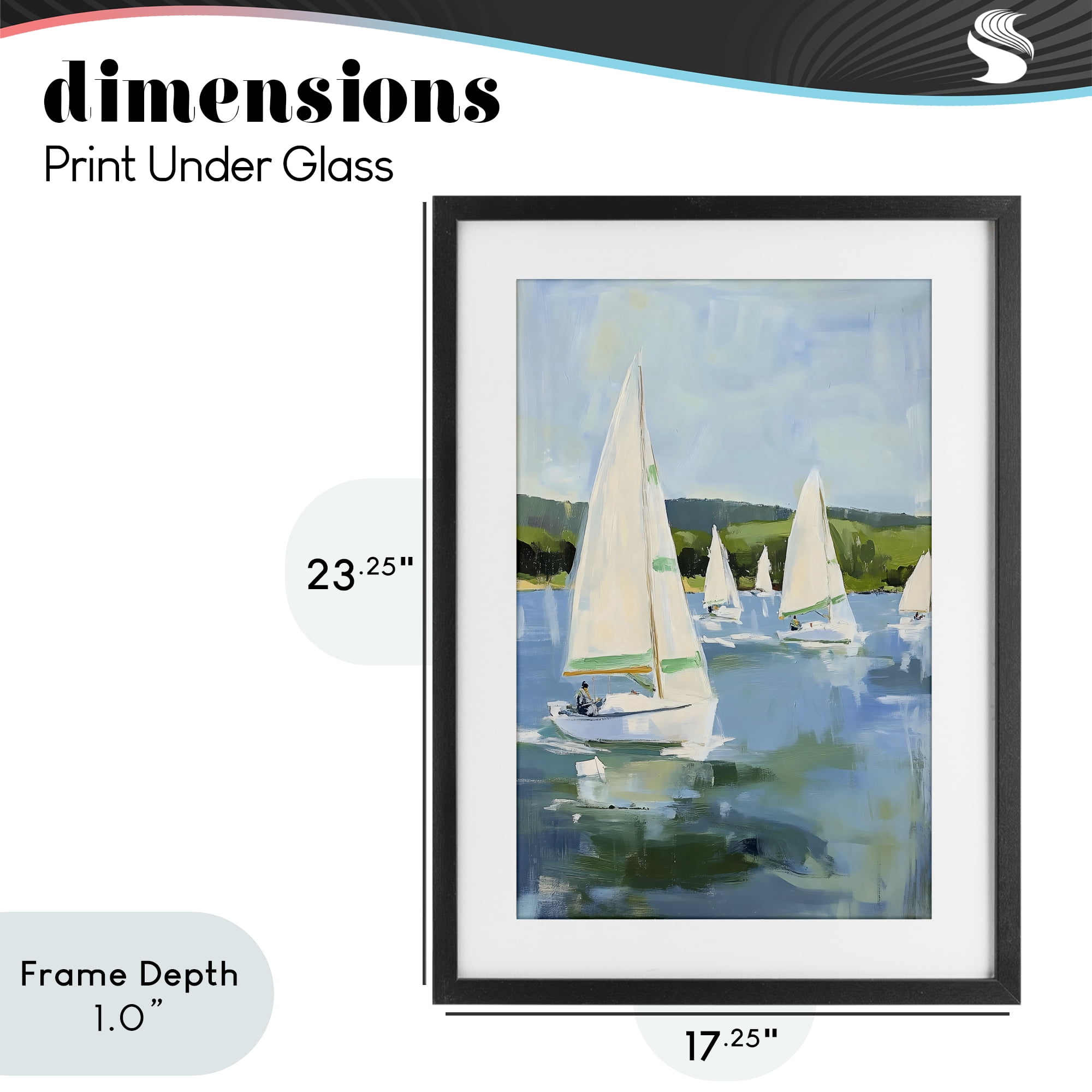 Stupell Industries Boat Race Regatta Black Framed Print Under Glass, design by Petal Prints Design