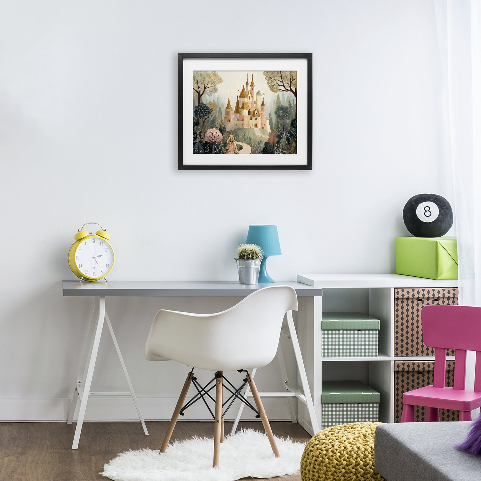 Stupell Industries Whimsical Castle Path Black Framed Print Under Glass, design by Christine Simpson Art