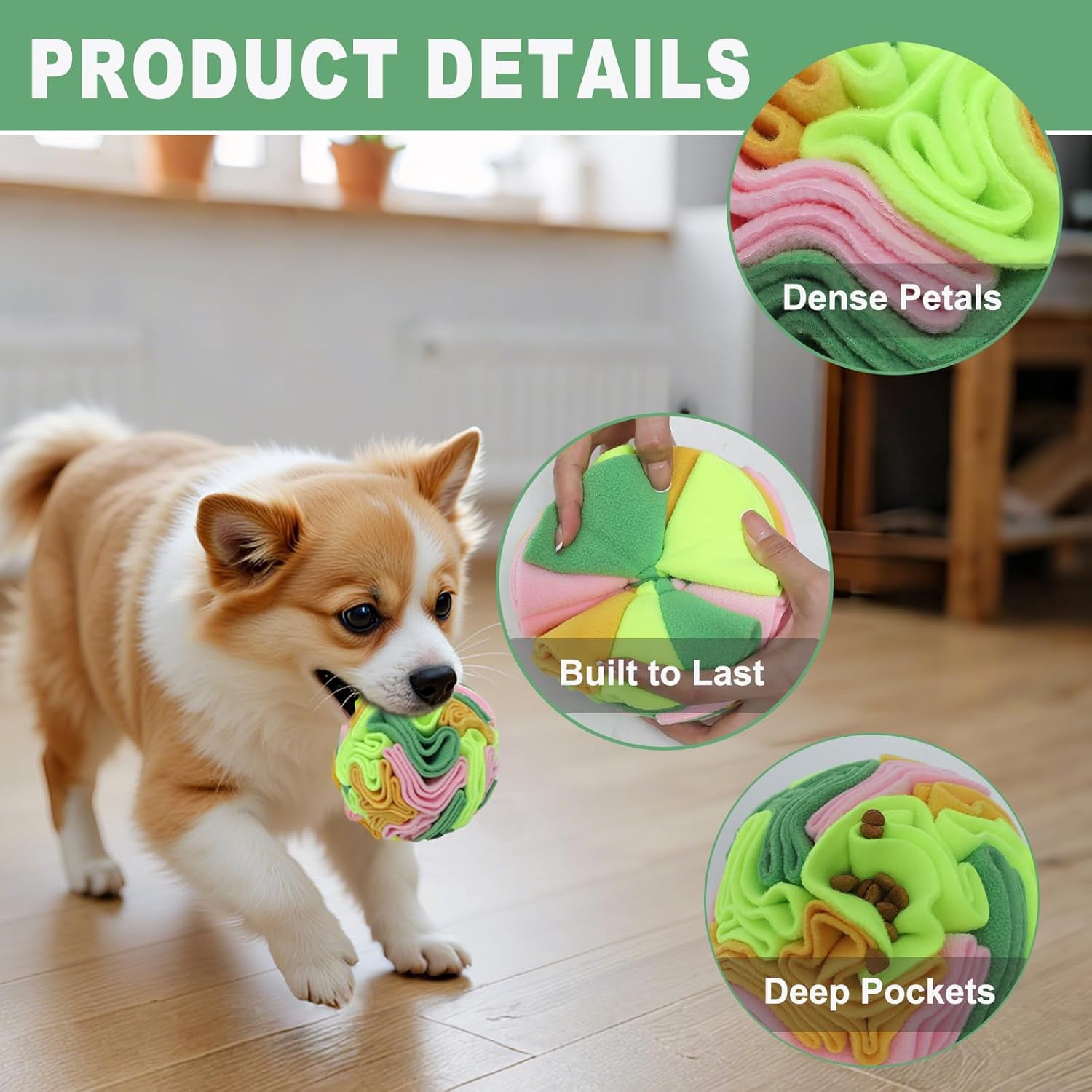 Vibrant Snuffle Ball for Dogs, Playful Color-Mix Slow Feeder Toy, Eye-Catching Interactive Puzzle for Mental Enrichment, Indoor Fun for Small Medium Large Dogs Multi-colored,Medium
