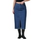 thumbnail image 1 of Falda midi de mezclilla ajustada de cintura alta con abertura y dobladillo sin terminar para mujer INSPIRE CHIC 2XL azul oscuro, 1 of 6