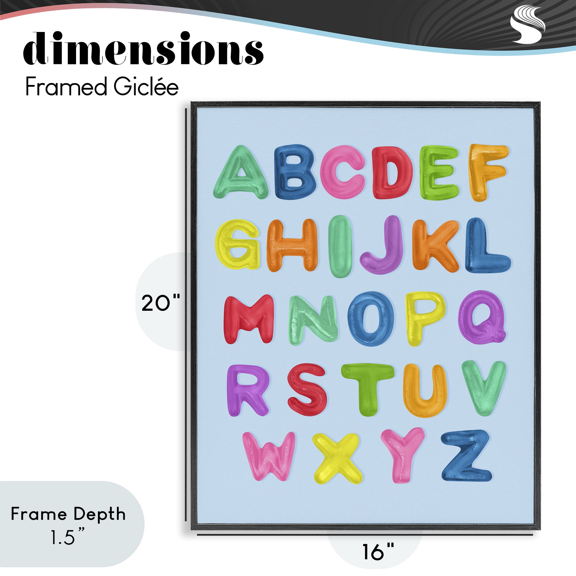 Stupell Industries Gummy Candy Alphabet Black Framed Giclee Art, design by LISH Creative