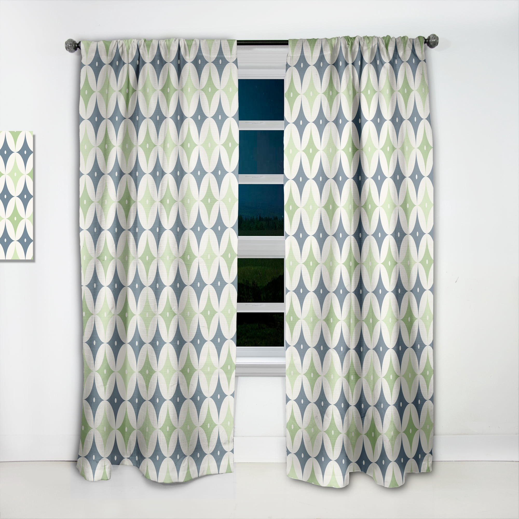 Designart 'Geometrical Retro Design XVI' Mid-Century Modern Curtain Panel