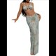 thumbnail image 2 of Vestido Maxi de Baño con Estampado Floral Triangular y Espalda Descubierta para Mujer Verde L, 2 of 8