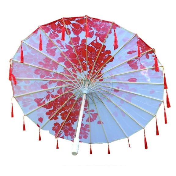 Osdhezcn Tassels Umbrella Handmade Umbrella Chinese Parasol Silk Umbrella for Party