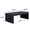 Black Engineered Wood, variant on 47.6" Modern Black Ribbed Coffee Table – Rectangular Low Profile Center Tab