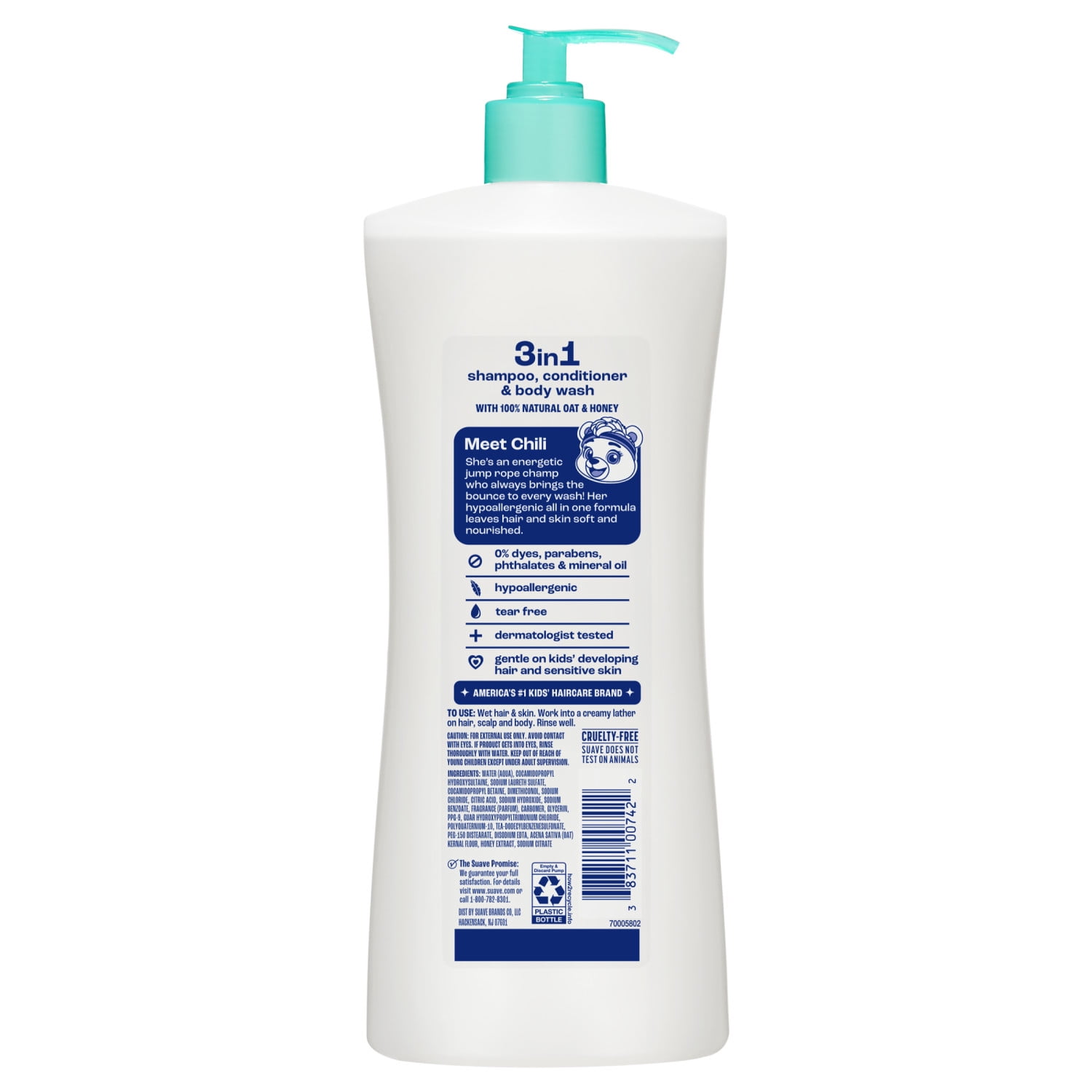 Suave Kids Purely Fun 3 in 1 Shampoo, Conditioner & Body Wash with Oat & Honey, 28 FL OZ