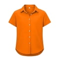 thumbnail image 2 of GobdXE Girls Kids Solid Point Collar Short Sleeve Button Down Blouse Color:Orange,Size:7-8 Years, 2 of 4