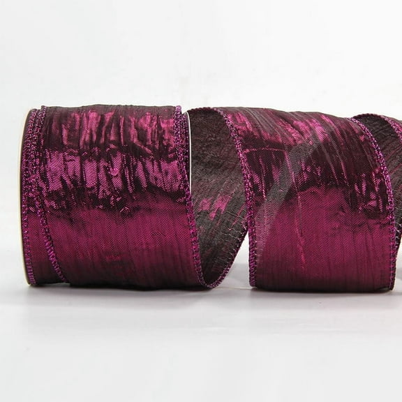 NAMZI 10 Yard Continuous 2.5 Inch Crinkled Wired Ribbon, Metallic Wavy Christmas Style for Tree Topper, Wreaths, Gift Wrapping, Bows & Wedding Decor, Purple