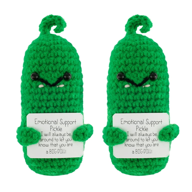 JTWEEN Emotional Support Pickle Emotional Support Pickle Crochet Handmade Emotional  Support Pickled Cucumber Gift (2 Set) 
