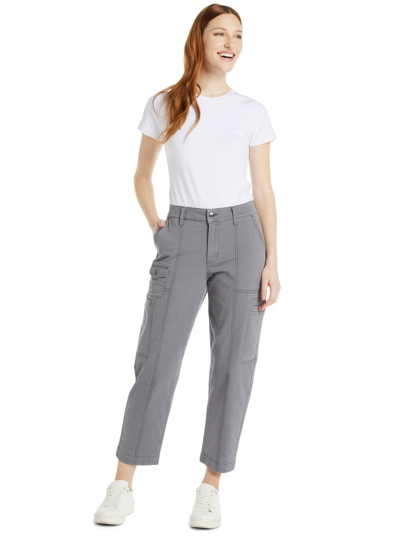 Time and Tru Women's Mid Rise Straight Utility Pants - Walmart.com