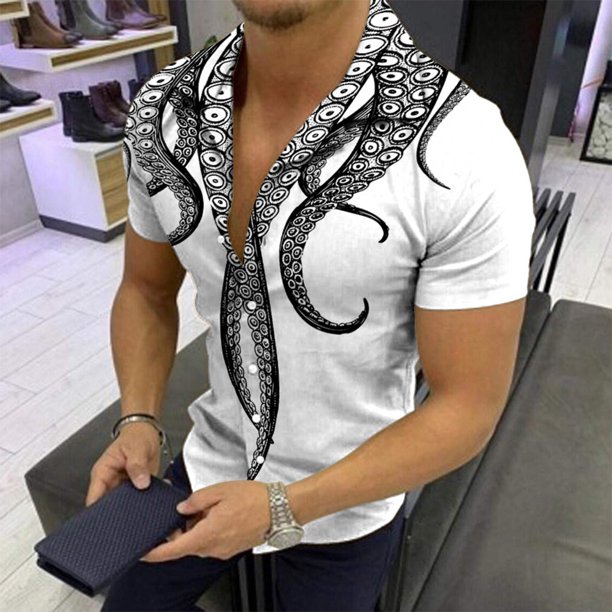Entrega en 24 horas Camisa Para Hombre Impreso Slim Fit Moda Cuello De Solapa Manga Larga M-2XL Más El Tamañopangjing