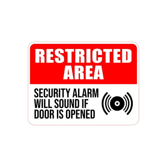 Classic Framed Plus Restricted Area Security Alarm Will Sound If Door Is Opened Door or Wall Sign | Safety Signage - Large