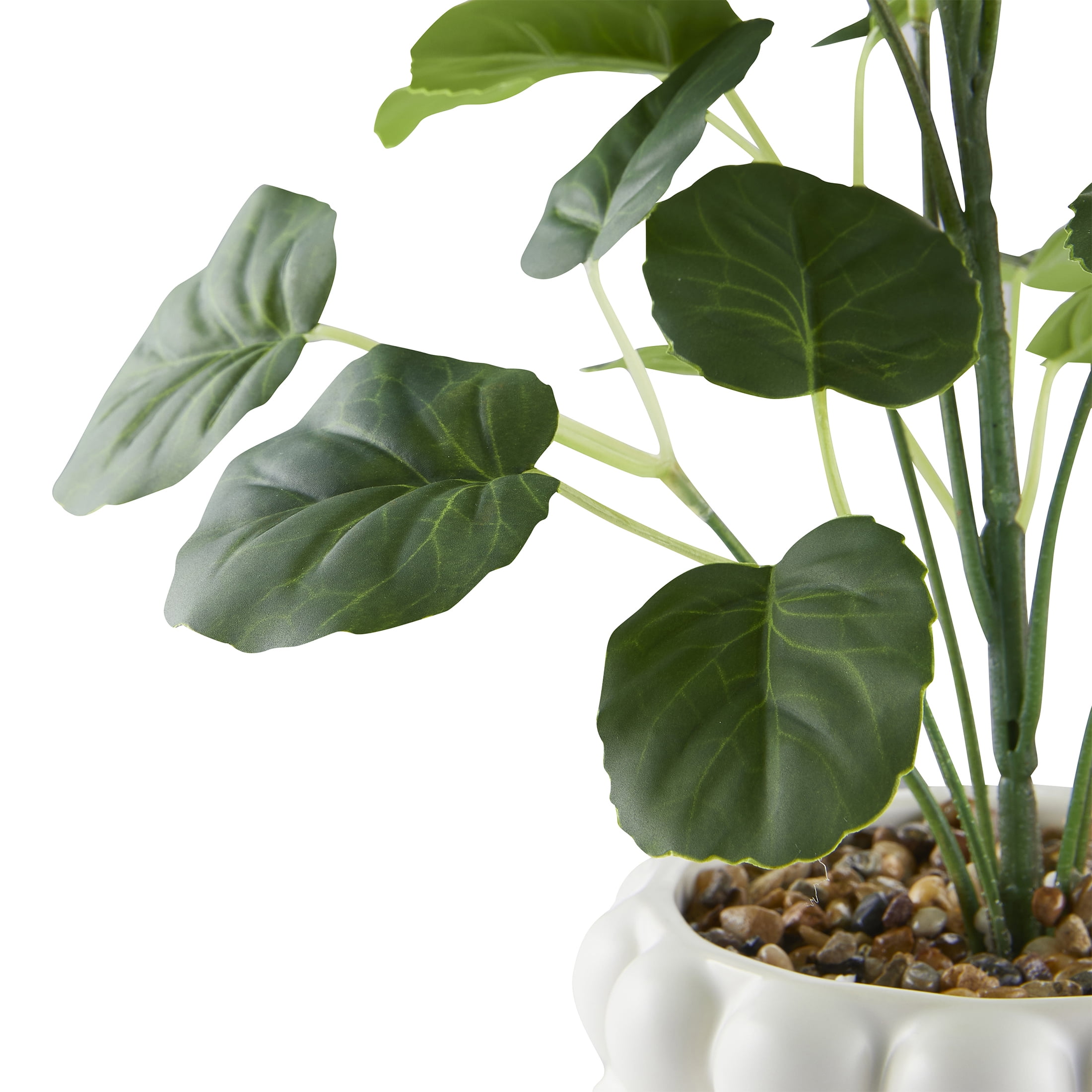 Home Dcor Collection 15.5” Artificial Faux Plant in White Ceramic Bubble Vase Modern Decor