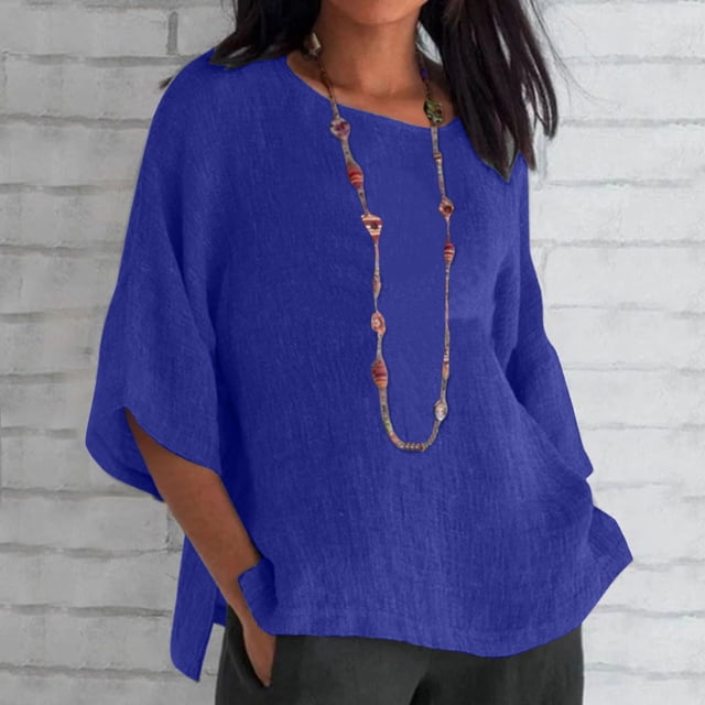 Levmjia Chemises pour Femmes Hauts Liquidation Plus Blouses Dames Mode Manches Raccourcies Uni Coton Chemise Ample Blouse Haut