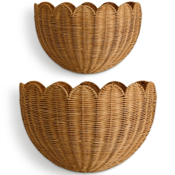 Set de 2 Cestas de Pared con Borde Ondulado BEBE BASK Lola de Mimbre