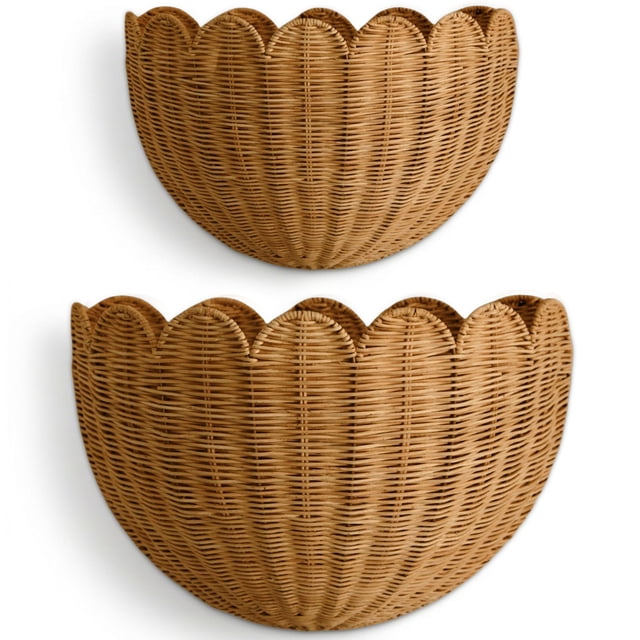 Set de 2 Cestas de Pared con Borde Ondulado BEBE BASK Lola de Mimbre