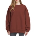 thumbnail image 3 of Brown Womens Tops Women's Fashionable Casual Solid Color Pullover Sweatshirt Long Sleeved SweatShirts for Women, 3 of 5