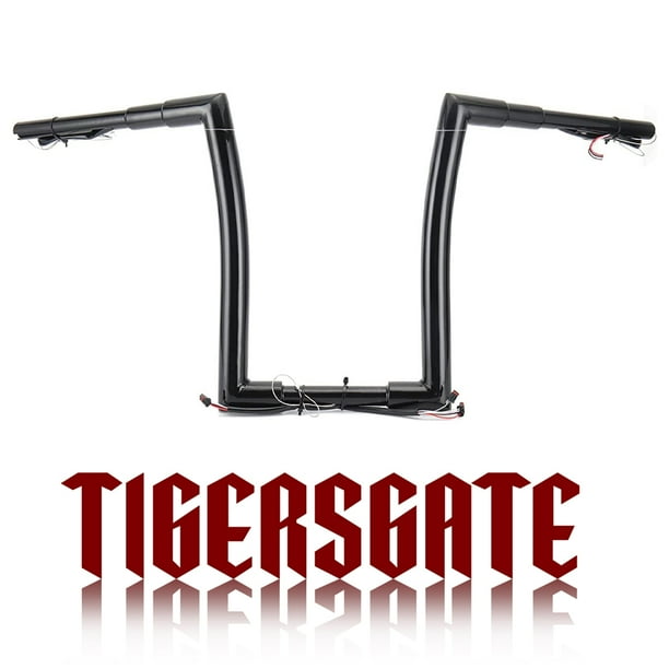 TIGERSGATE Black PREWIRED 14" Rise 1 1/2" Fat Ape Hangers Handlebars