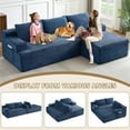 thumbnail image 3 of Aukfa 95" Cloud Sectional Sofa Boneless Couch Modular Sofa Bed for Living Room, 2 Side Pockets, Right Chaise, Blue, 3 of 9