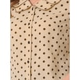 thumbnail image 5 of DARING DIVA Women's Polka Dots Peter Pan Collar Puff Sleeve Shirt Top L Light Brown, 5 of 6