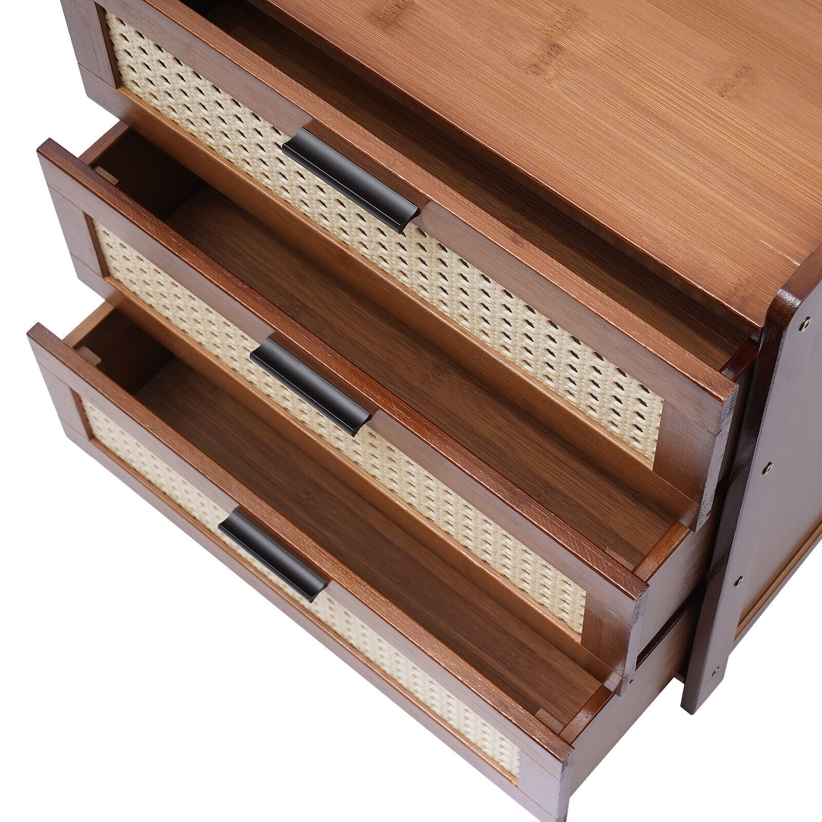 Miumaeov Wooden Bedroom Bedside Cabinet Furniture Storage Nightstand Side Table+3 Drawers