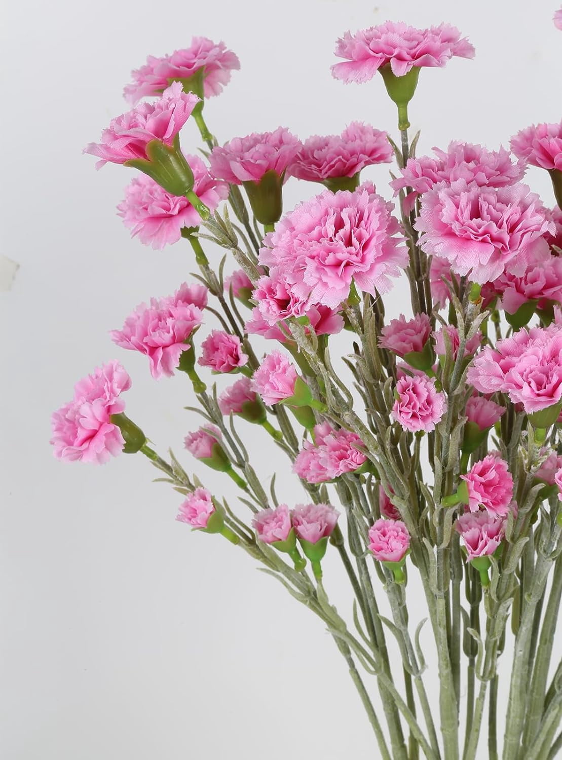 5heads 7.56in Pink Carnations Artificial Flowers Carnations Flowers Silk Flowers Pink Flowers Fake Flowers for Wedding Mother Home Office Decoration(Pink)