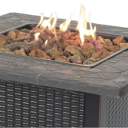 Mr. Bar-B-Q - Outdoor Fire Pit with Resin Tile Mantel - Black