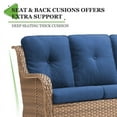 thumbnail image 5 of PARKWELL Outdoor 3 Seats Sofa - Rattan Wicker Patio Couch with Cushions - Steel Frame - Yellow Wicker, Blue Cushions, 5 of 6