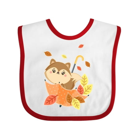 

Inktastic Cute Squirrel Playing in Umbrella with Autumn Leaves Gift Baby Boy or Baby Girl Bib