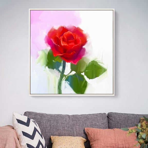wall26 Floating Framed Canvas Wall Art for Living Room, Bedroom Vintage Flower Abstract Colorful Painting Canvas Prints for Home Decoration Ready to Hang - 24x24 inches