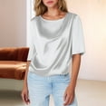 thumbnail image 2 of Women's T-Shirts Fashionable Satin Short Sleeved Silk Three Quarter Sleeve Shirt with Inner Top for Casual or Formal Wear, 2 of 5