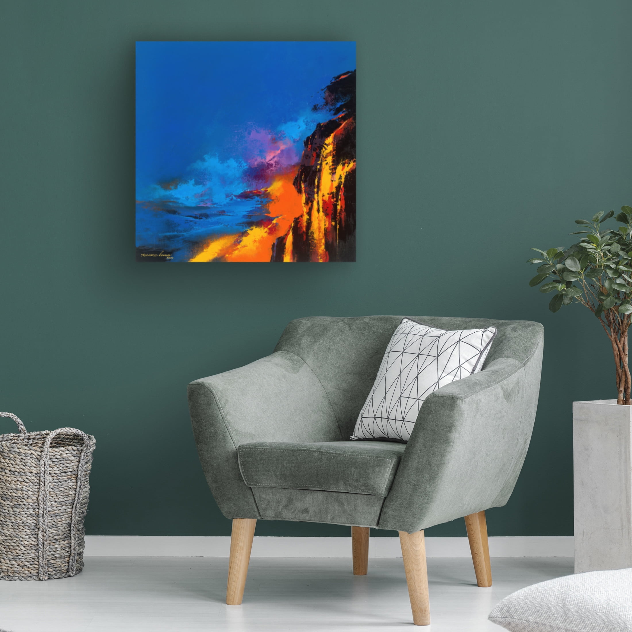 Canvas Wall Art - Thomas Leung 'Lava Into The Sea' Wall Art for Living Room, Bedroom, or Office Décor by Trademark Fine Art - 18 x 18 Inches