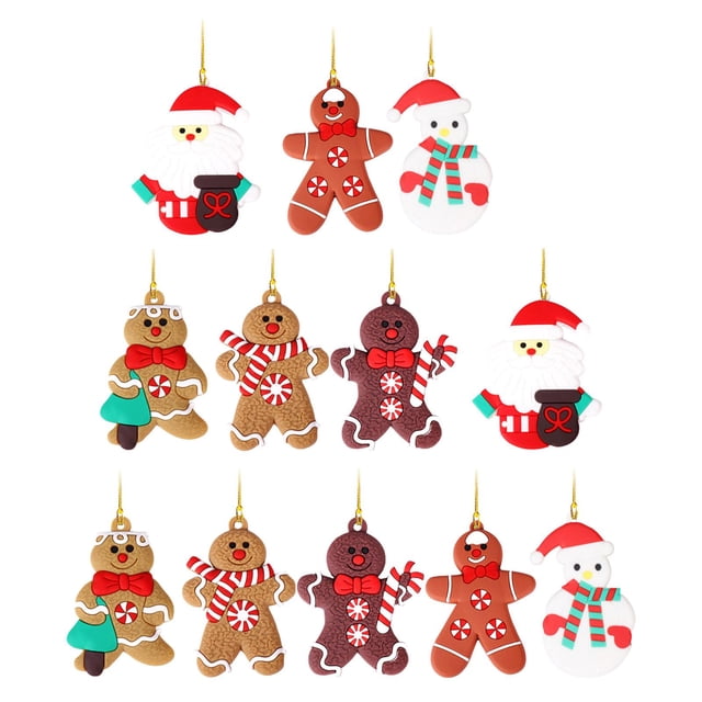 Decoración navideña colgante, decoración del de Navidad, diseño de escena, regalo de Navidad para decoraciones de guirnaldas, suministros para 12 piezas de hombre de jengibre