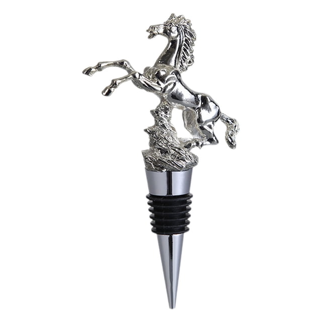 Decoración de tapón de botella de vino de animales Tapón de tapa giratoria universal Accesorios de sellado Artículos de bar de aleación de Tapón de caballo plateado Sunnimix Tapón de botella de vino