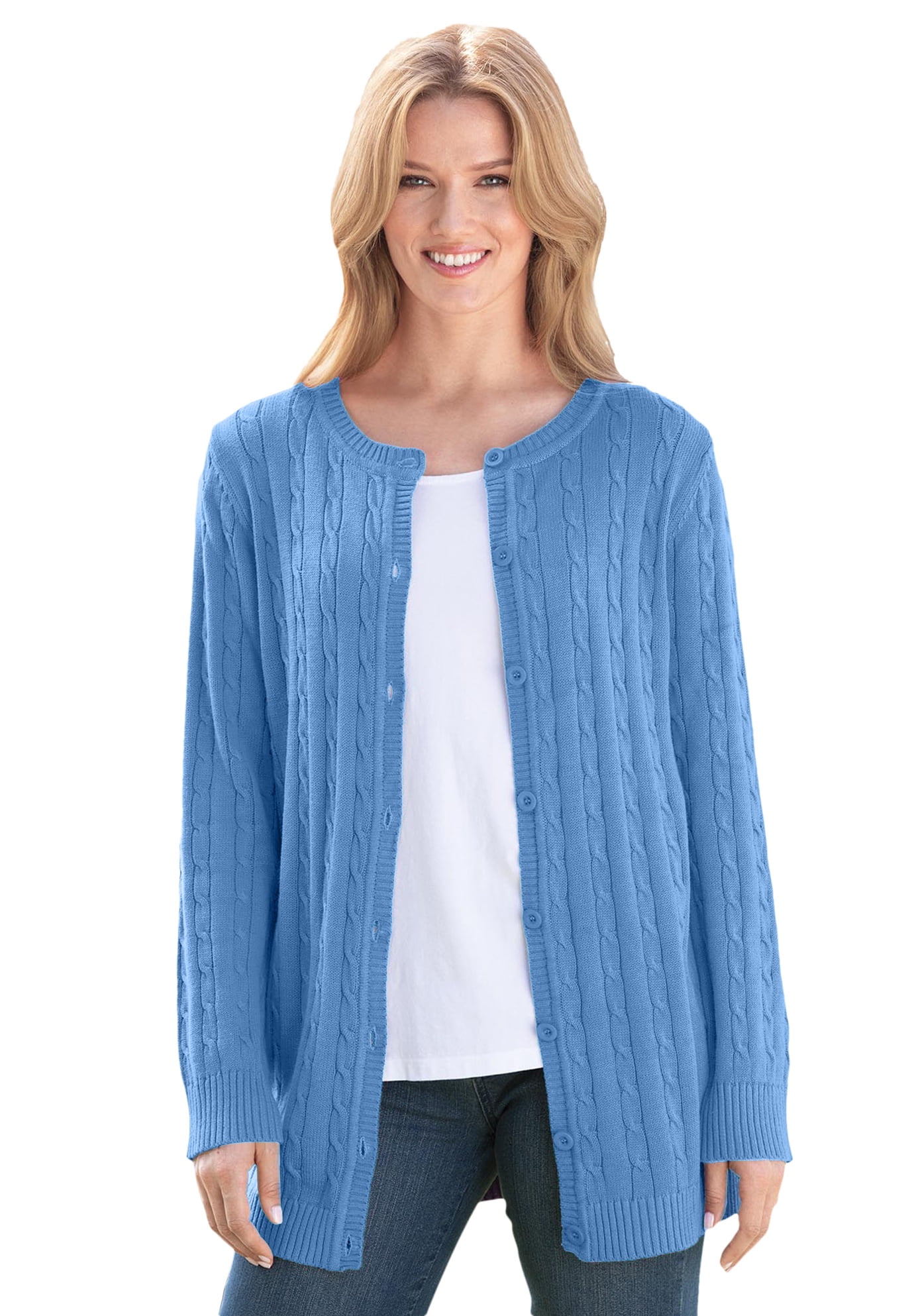 women's plus size cable knit cardigan