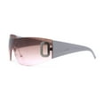 thumbnail image 3 of Womens Classic 90s Diva Rimless Shield Designer Fashion Sunglasses Silver - Brown Pink, 3 of 4