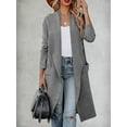 thumbnail image 4 of Women'S Open Front Knited Loose Cardigan Casual Long Sleeve Draped Knit Pockets Long Jackets Sweater Grey XXL, 4 of 10