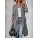 thumbnail image 4 of Cárdigan Holgado de Punto Abierto para Mujer, Informal, de Larga, Drapeado, con Bolsillos, Chaqueta Larga, Suéter. Gris S, 4 of 10
