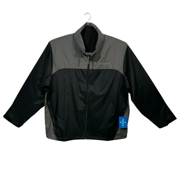 Columbia Mens Glennaker Lake Rain Jacket Sz 1X Black Gray Waterproof Windbreaker