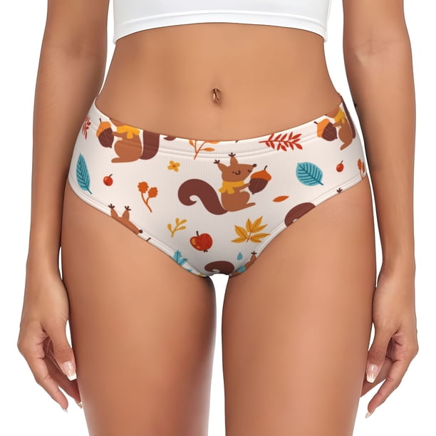 Balery Forest Squirrel Nuts Ropa Interior de Algodón para Mujer con Dibujo – Braguitas Cómodas y Elásticas, Estilo Clásico-4X-Large