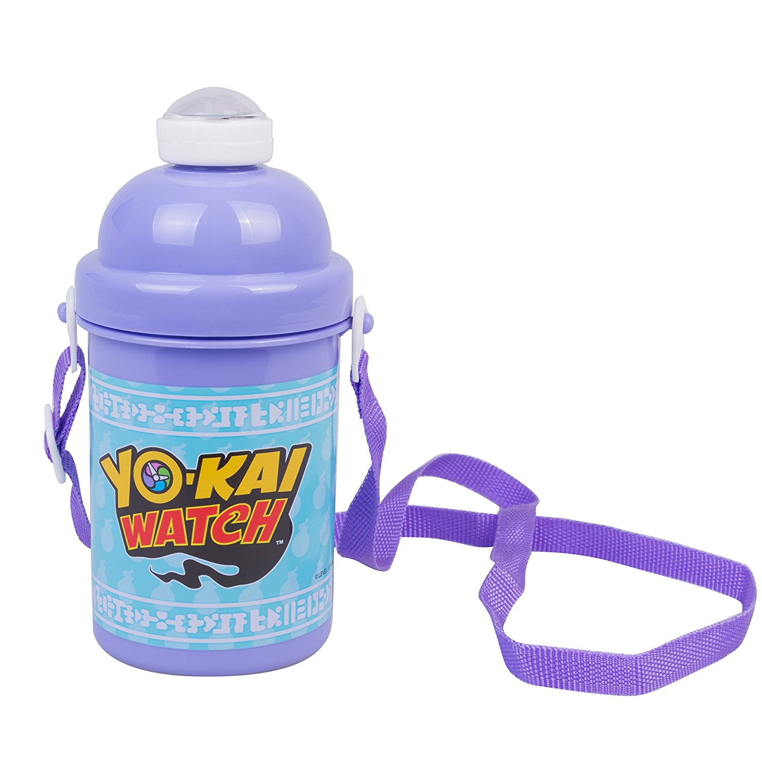 Yo-Kai Watch Kids Water Bottle and Travel Cup with Flip Up Straw and Adjustable Strap - Whisper