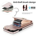 thumbnail image 2 of Nalacover Wallet Case for iPhone 12 Pro / iPhone 12 6.1", Back Card Slots/Bag Magnetic Button Ring Holder Stand Cover with RFID Blocking Wrist Hand Strap Luxury PU Leather Anti-Shocks Case,Rosegold, 2 of 9