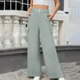 thumbnail image 4 of Wdfiry Cargo Pants for Women Plus Size Wide Leg High Waist Cargo Pants Casual Button Elastic Waist Pockets Long Pants, 4 of 8