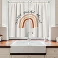 thumbnail image 2 of Ambesonne Boho Kitchen Curtains, Thankful Grateful Rainbow Art, 55"x30", Burnt Orange Almond Tan, 2 of 3