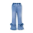 thumbnail image 2 of PureChapter Girls Casual Jeans Ruffled Hem Bell-Bottom Girls Jeans,Light Blue, 2 of 8