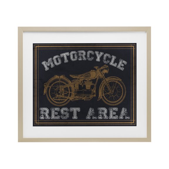 Stupell Industries Motorcycle Rest Area Birch Framed Print Under Glass, design by Marcus Prime