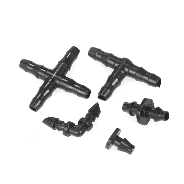 Tubing Connector,Inch Water Lawn Pieces Kit Drip Kit Drip Barbed 200 Pieces Kit Barbed Compatible With Water Lawn Drip 4-way 20 80 With 1/4 Inch 1/4 Inch Water Lawn Drip 4-way Leeofty Qisuo Kit 200