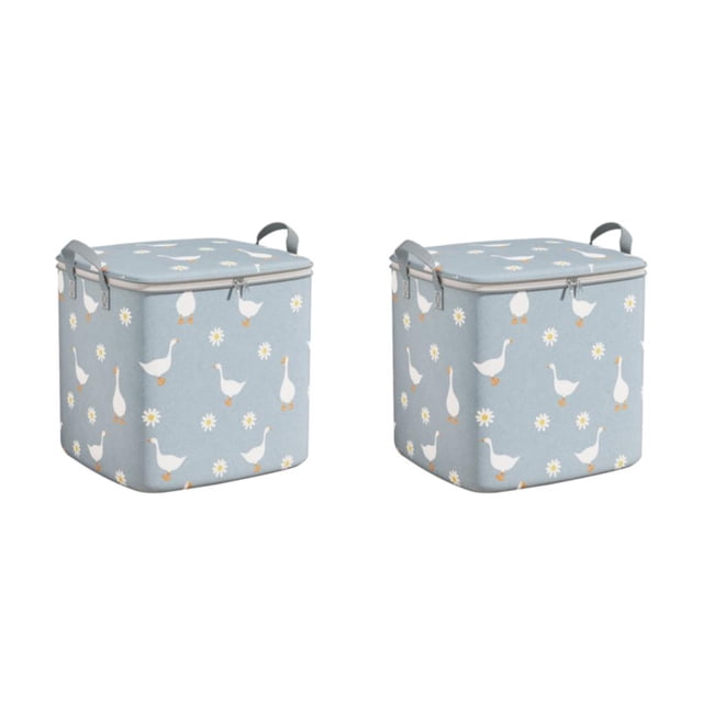 Youkk Blue Portable And Reinforced Storage Bins With Lids For Easy Carrying Can Be Folded For Storage Blue 50*56*50 2Set