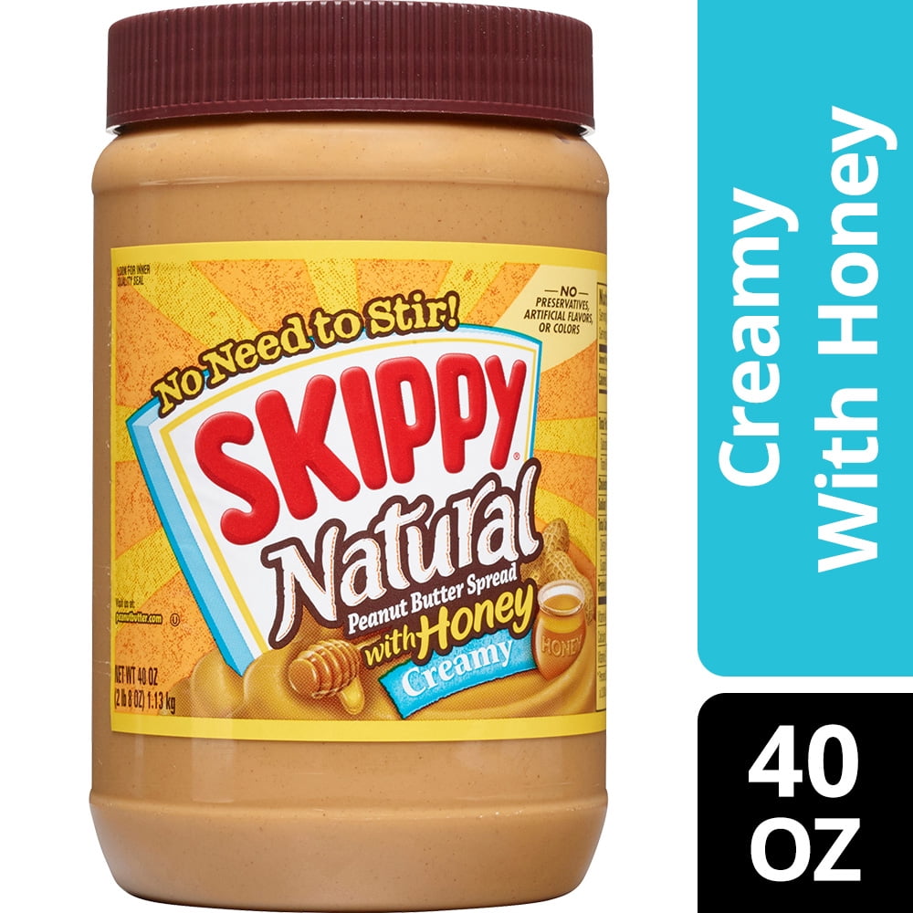 Skippy Natural Creamy Peanut Butter Spread with Honey, 40 ...