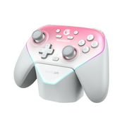 GameSir Super Nova وحدة تحكم ألعاب لاسلكية متعددة المنصات للكمبيوتر الشخصي/التبديل/iOS/Android مع قاعدة شحن Smart Auto Start-Stop (الإصدار الوردي المخفوق)